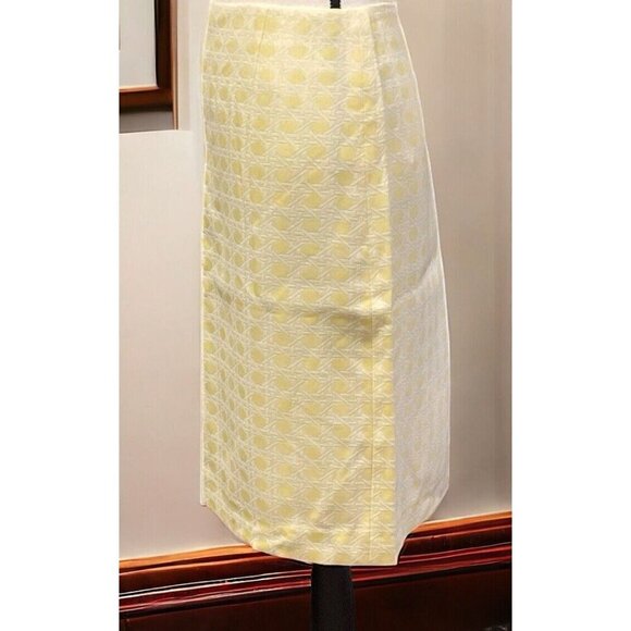 Alex Marie Pencil Skirt Size 6 Yellow Lined Center Back Zipper Slit - Picture 10 of 16
